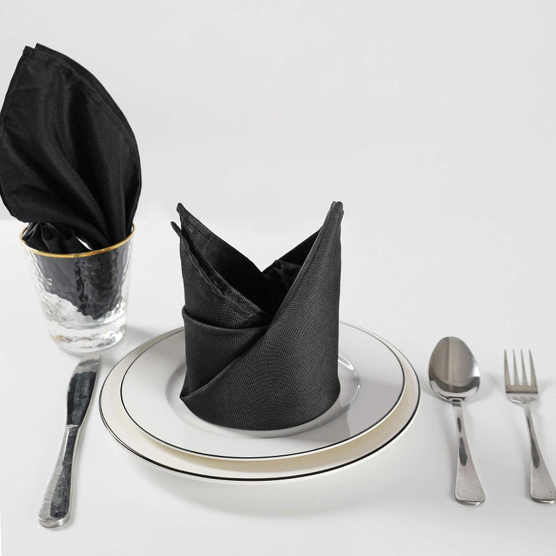 Cupuamon Cloth Napkins 17x17 inch Washable Polyester Dinner Napkins Soft Table Napkins for Wedding Party Dining Banquet(Black,50PCS) - Image 5